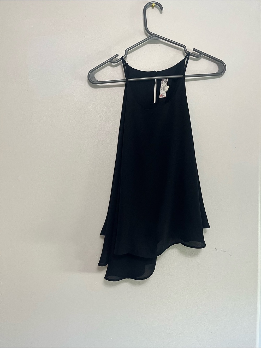 Pink Rose Black Asymmetrical Layered Halter Dress